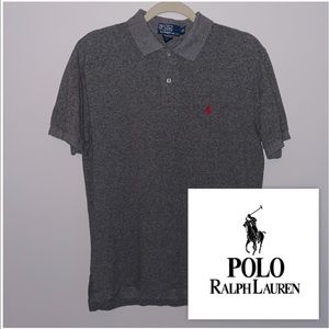 Polo Ralph Lauren Custom Fit Polo Shirt Size Medium M Gray Golf Red Pony Sport